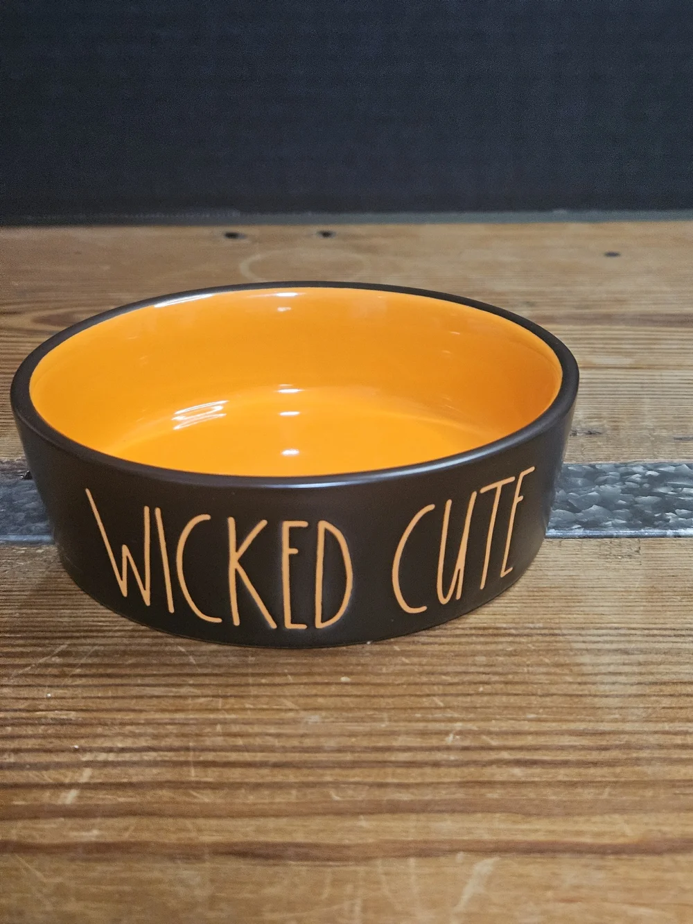 Rae Dunn Wicked Cute Orange and Black Ceramic Bowl